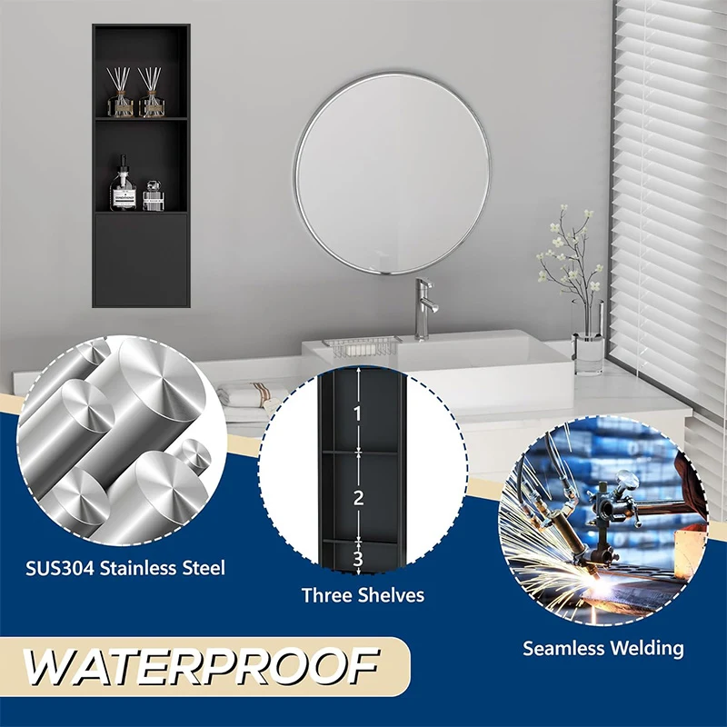 Ceruk Stainless Steel Kotak Tisu 3 Lapis dengan Tempat Sampah